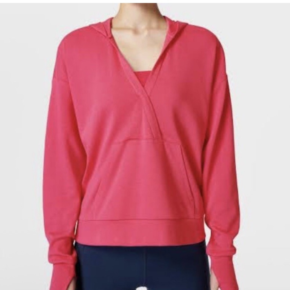 Sweaty Betty After Class Hoodie Sweatshirt Top Pink Organic Cotton Small